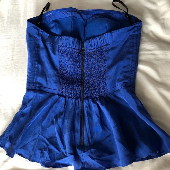 Bebe royal blue strapless peplum top - Picture 4 of 5